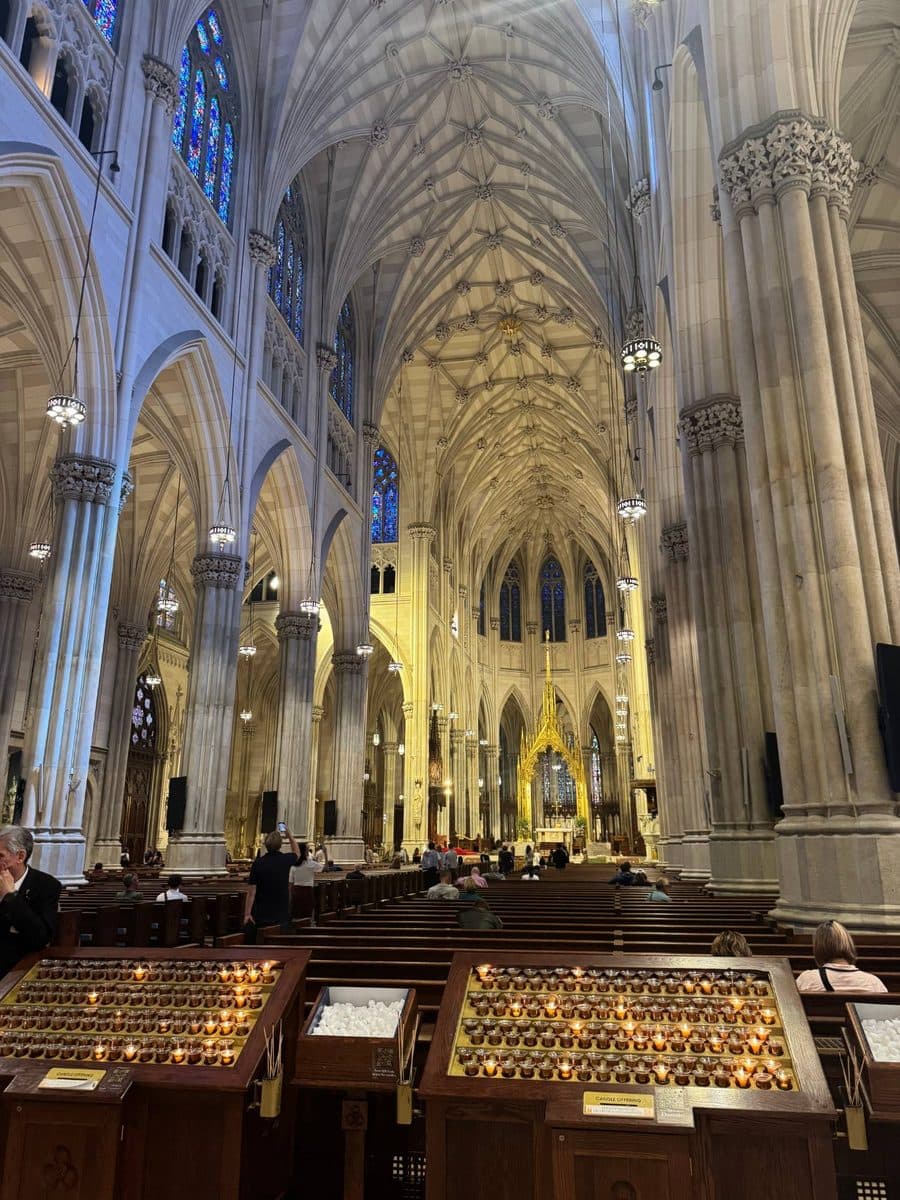 Vaulted ceiling and altar inside St. Patrick Cathedral
