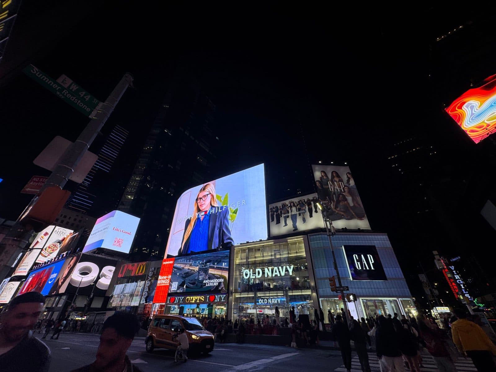 Times Square billboards lit up at night